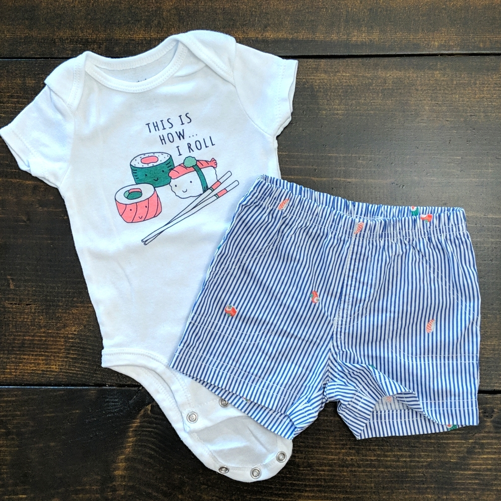 Carter's 3mo This is How I Roll onesie/short set